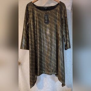LBISSE New with‎ Tags 3X Tunic Black & Gold